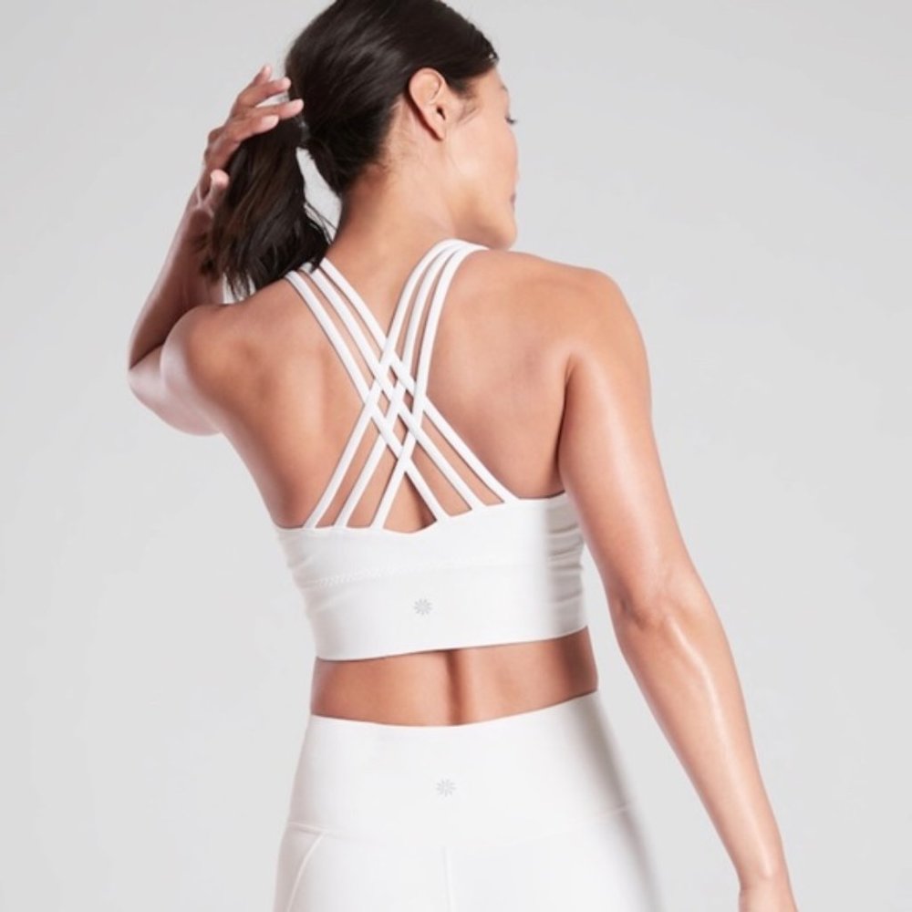 NWT Athleta White Hyper Focused Longline Bra - Picture 2 of 7
